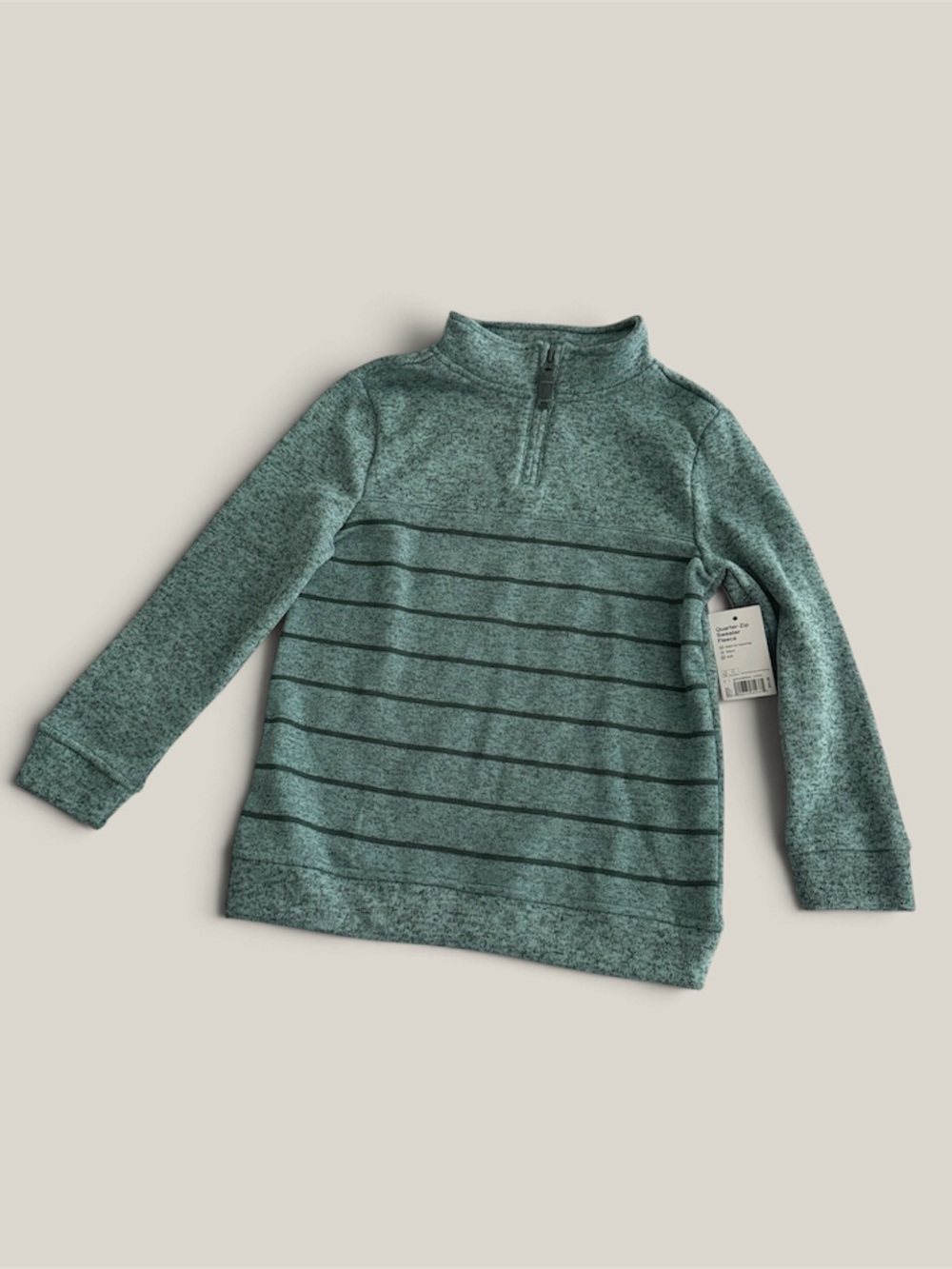 NWT! Sonoma Heather Teal Quarter-Zip Pullover with Thin Stripes size 8